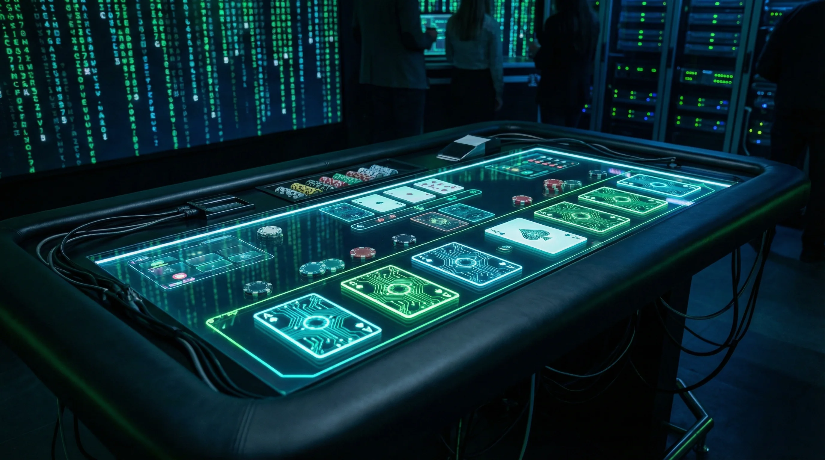 Mesa de bacará elegante com tema hacker no bravobet