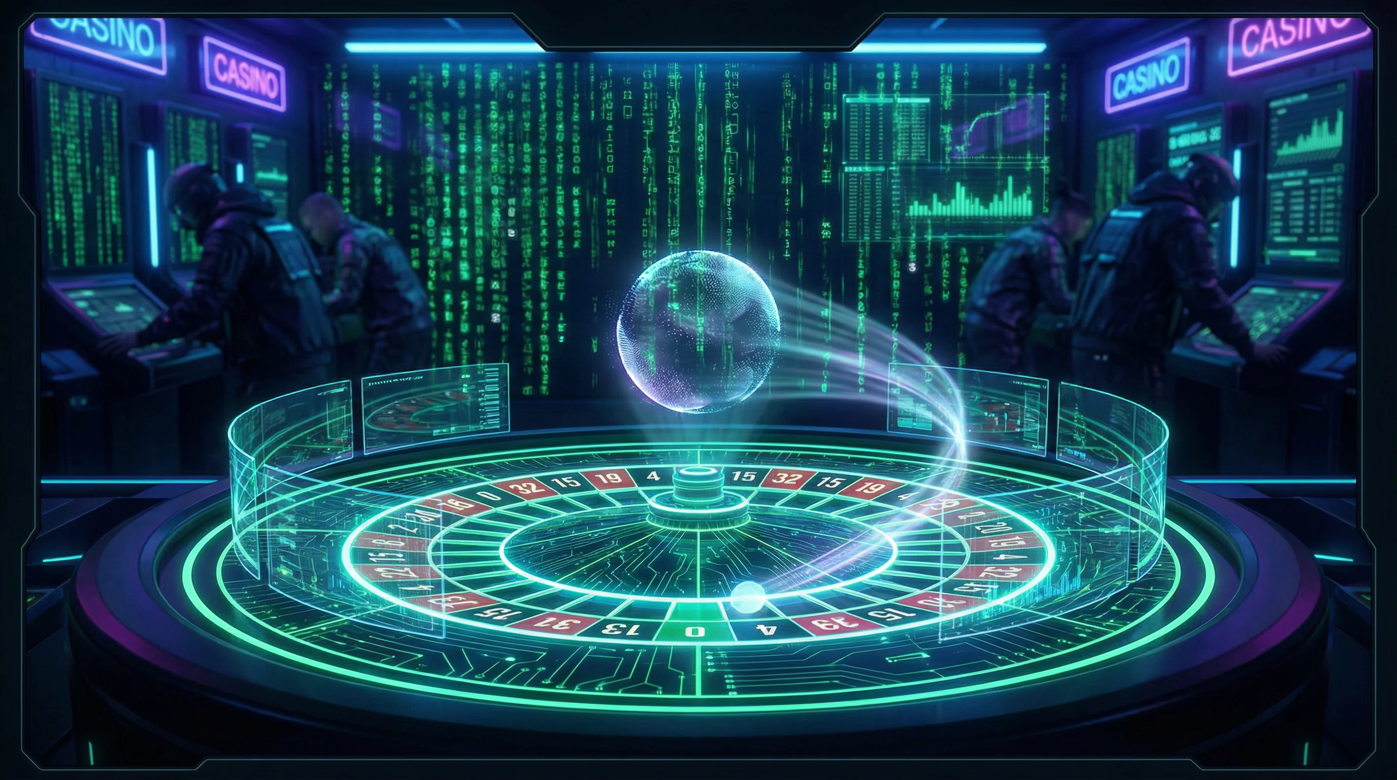 Roleta digital futurista com efeitos neon no bravobet